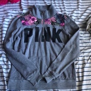 VS PINK Floral Quarter-Zip Sweatshirt